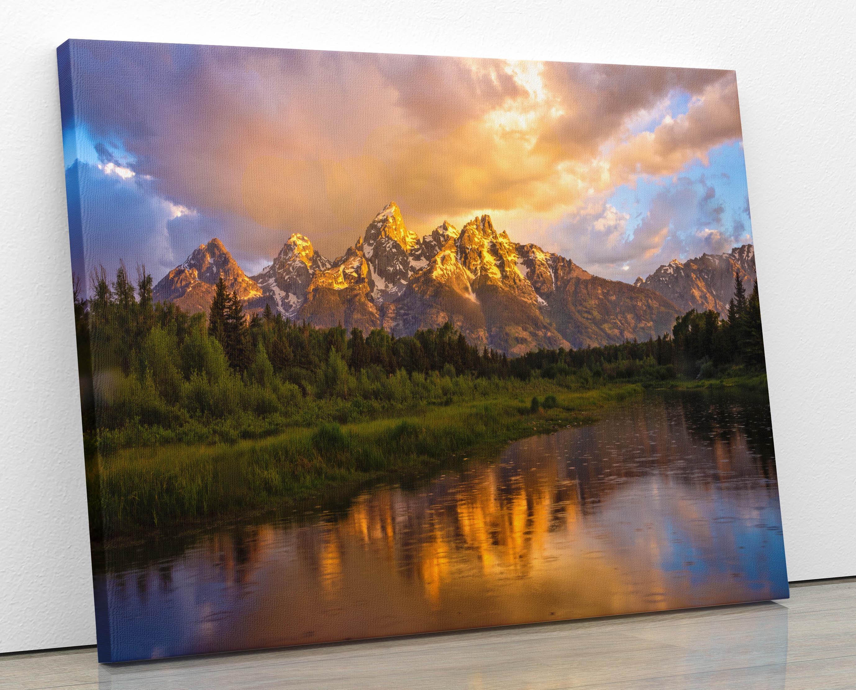 Grand Teton Sunrise, Schwabacher Landing, National Park Landscape
