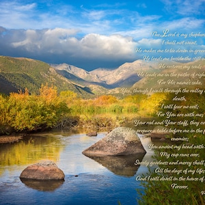 Psalm 23, Christian Inspirational Wall Art, Scripture Wall Canvas, The Lord is My Shepherd, Colorado Landscape Photography, Customization