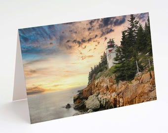 Bass Harbor Lighthouse Greeting Card: Acadia Maine Seascape Photo