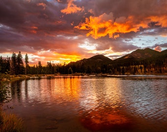 Rocky Mountain National Park Sunrise, Metal or Acrylic Photo, Photography Landscape Print, Colorado Wall Art, Mountain Reflection Photo