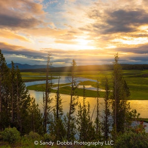 Hayden Valley Sunrise, Yellowstone National Park Landscape Print, Wyoming Mountain Scenery, Fine Art Wall Photography, Large Nature Canvas