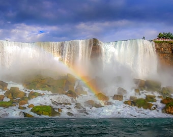 Nature Photo Sale, Niagara Falls Base With Rainbow Print, Canvas Wall Art Prints, Wall Decor Ideal for Home