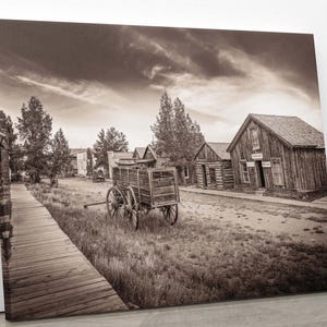Sepia Old West Ghost Town in Colorado, Old Wagon Photo, Wrapped Canvas Print, Rustic Style, Cowboy Art, Western Art Photography Wall Picture