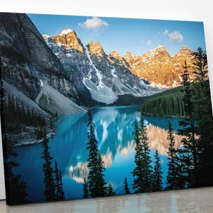 Photography Landscape Canvas Wall Art Print, Moraine Lake Sunrise, Banff National Park Canada, Made in USA, Fine Art Decor Home or Office
