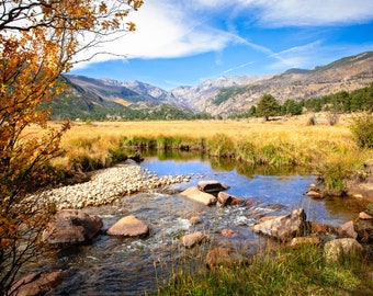 Moraine Park in Autumn Rocky Mountain National Park, Colorado Fall Landscape Canvas Wall Art, Mountain Scene Decor for Home or Office