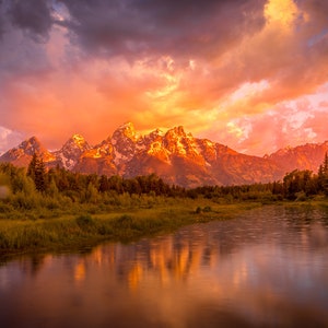 Grand Teton Sunrise Photo, Photography Landscape Print, Wyoming Canvas Wall Art Prints, Mountain Reflection Photo, Wyoming Photo Print