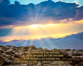 Isaiah 41:10 Scripture Wall Art, Christian Inspirational Canvas, Fear Not, Colorado Landscape Photography Print,  Mountain Sunrise