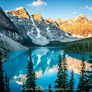 Photography Landscape Canvas Wall Art Print, Moraine Lake Sunrise, Banff National Park Canada, Made in USA, Fine Art Decor Home or Office