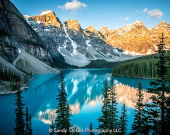 Photography Landscape Canvas Wall Art Print, Moraine Lake Sunrise, Banff National Park Canada, Made in USA, Fine Art Decor Home or Office