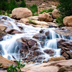 Alluvial Fan Waterfall,  Rocky Mountain National Park Photo Canvas, Landscape Wall Art, Mountain Scene Decor for Home or Office