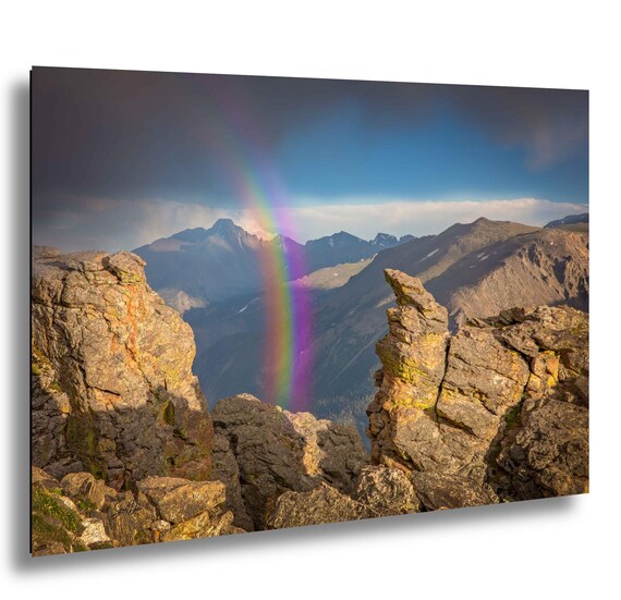 Rocky Mountain Rainbow Sunset Photo, Trail Ridge Road, Metal or