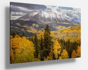 Rocky Mountain Autumn Landscape Metal or Acrylic Print, Colorado Crested Butte Photo, Golden Aspens, Nature Canvas Scenery, Large Wall Art