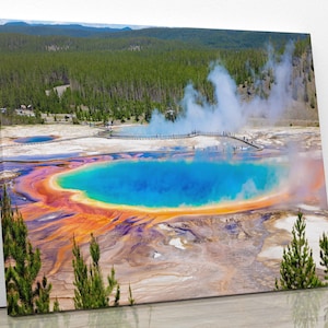 Grand Prismatic Spring Photo, Yellowstone National Park Landscape Print, Wyoming Scenery, Fine Art Wall Photography, Large Nature Canvas