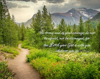 Joshua 1:9 Scripture Canvas, Mt Rainier Mountain Scene Bible Verse, Christian Inspirational Wall Art, Do Not Be Afraid, The Lord is With You
