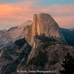 Yosemite National Park, Half Dome Sunset, California Mountain Landscape Print, Wall Decor for Home,Living Room, Bedroom, and Office