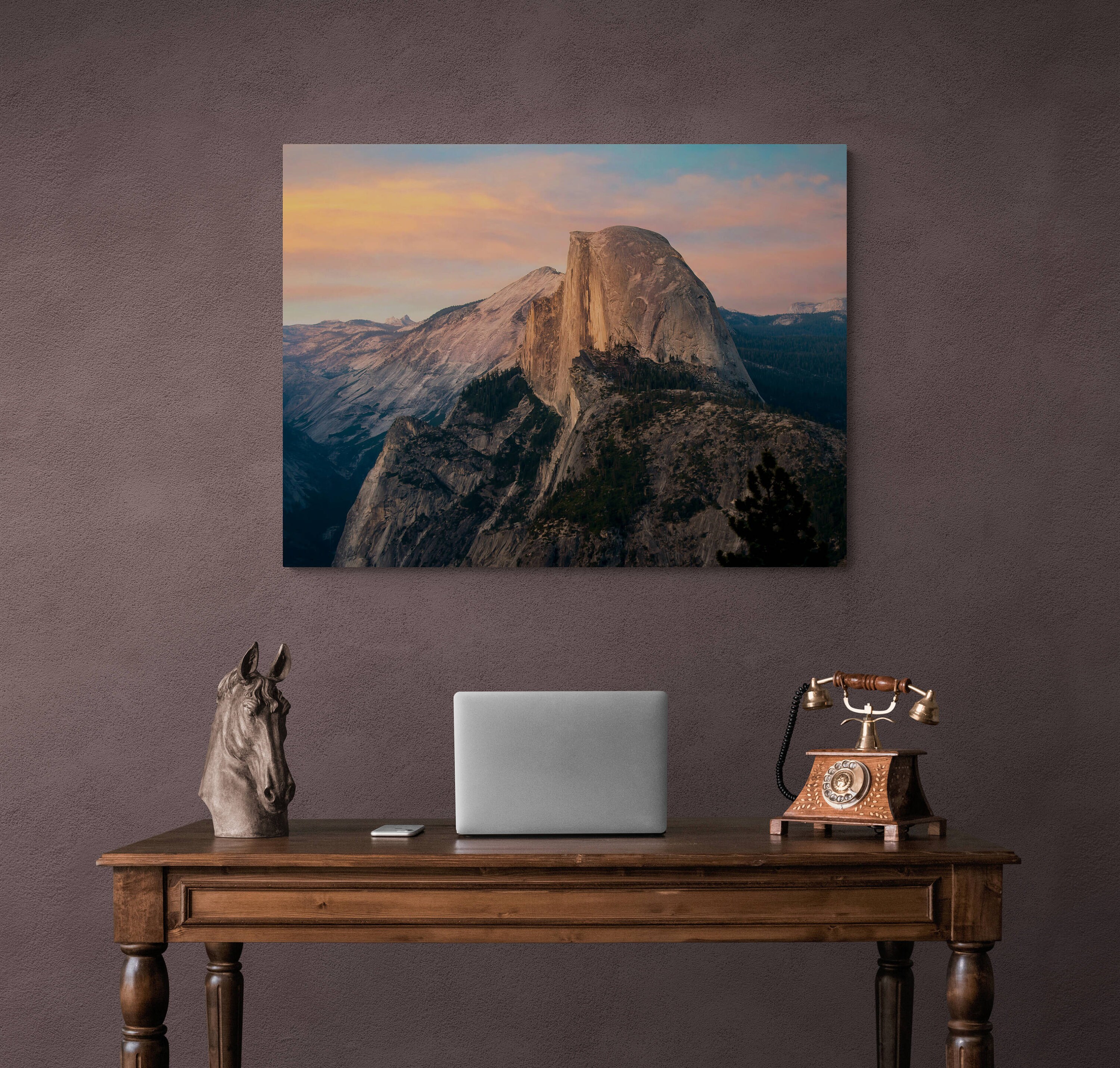 Yosemite National Park, Half Dome Sunset, California Mountain Landscape Print,