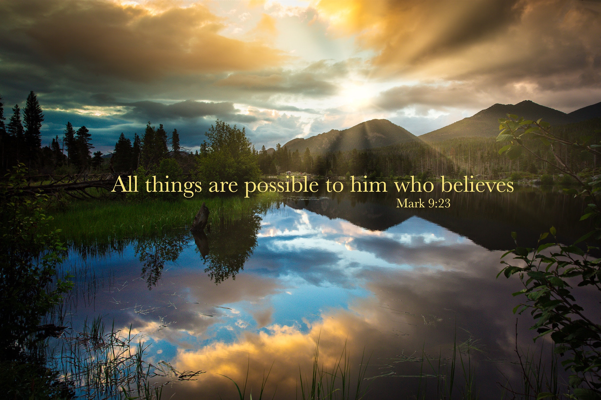 Rocky Mountains Sunrise Photo Canvas, Christian Scripture Wall Art