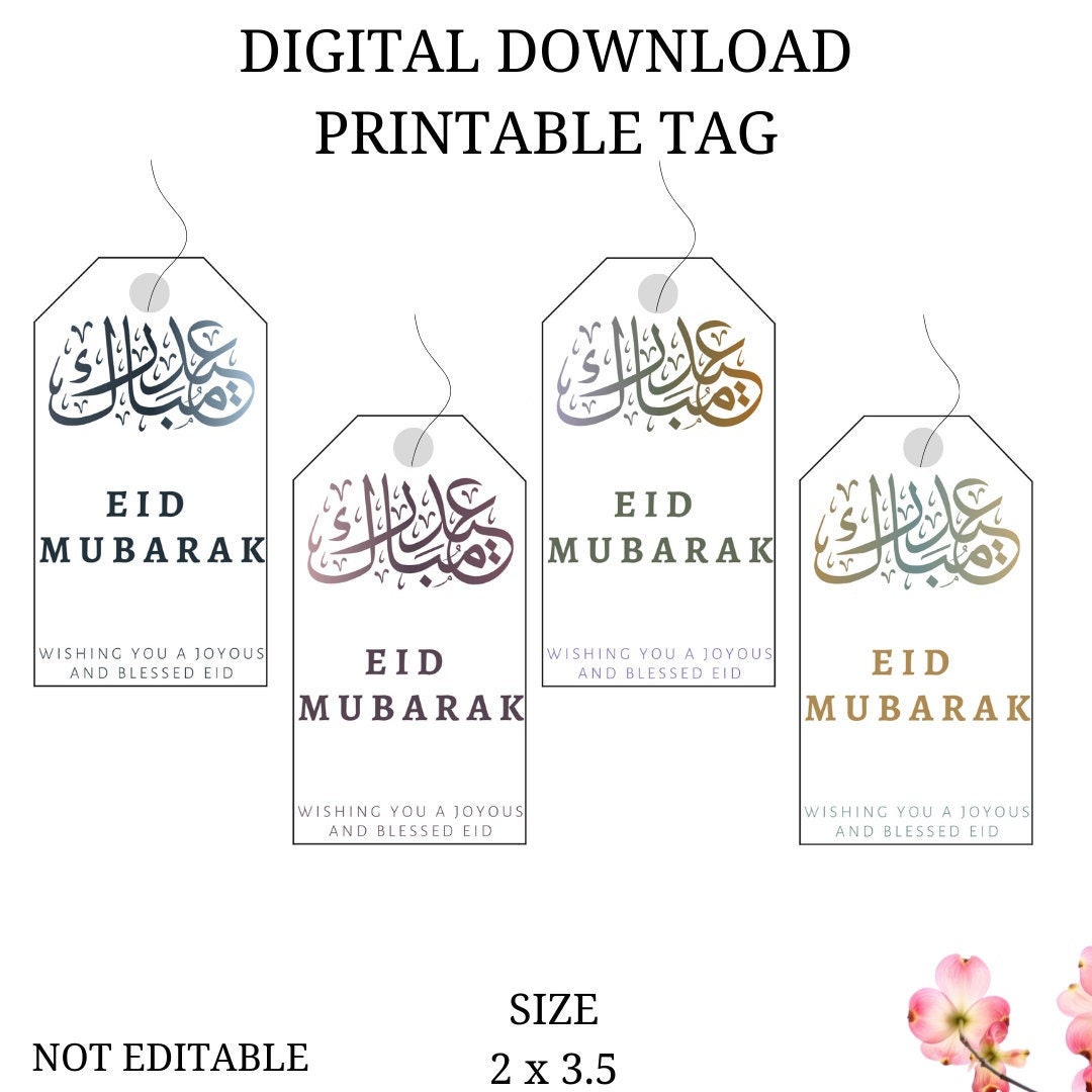 Eid Mubarak Tags Printable Eid Mubarak Gift Tag Set Digital - Etsy