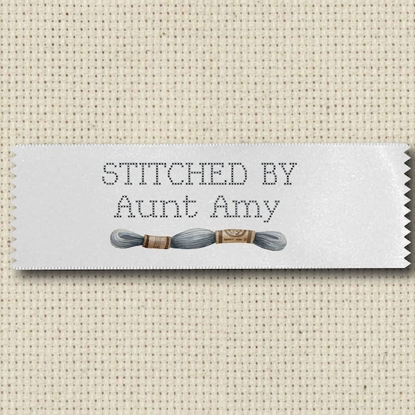 Stitched by you tag, Cross stitch label, Made by you tag