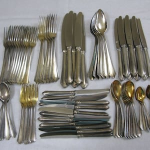 Pearl decor extensive silver cutlery 83 pieces 3.3 kg in real silver 800