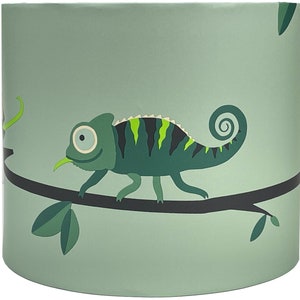 Kids Jungle Lampshade Ceiling Light Shade Boys Girls Children's Tropical Chameleon Animal Print Theme Bedroom Nursery Accessories Gifts Drum