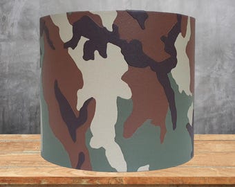 Green Camouflage Lampshade or Ceiling Light Shade - Camo Army Drum Lampshades For Table Lamps or Ceiling Lights Kids Bedroom Accessories