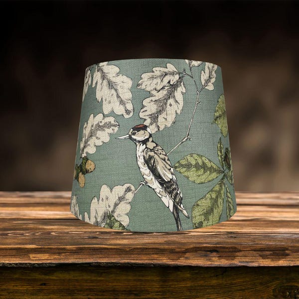 Woodpecker Bird Lampshade for Ceiling & Table Lamps, Woodland Leaf Empire and Drum Light Shade