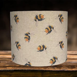 Linen Fabric Bumble Bee Design Lampshade Ceiling Light Shade Modern Pattern Print Home Accessories Decor