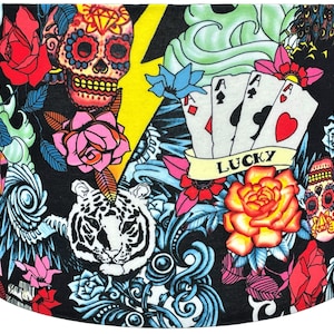 Vintage Retro Tattoo Style Lampshade Ceiling Light Shade Flash Old School Quirky Sugar Skull Sailor Kitsch Lampshades For Table Floor Lamps