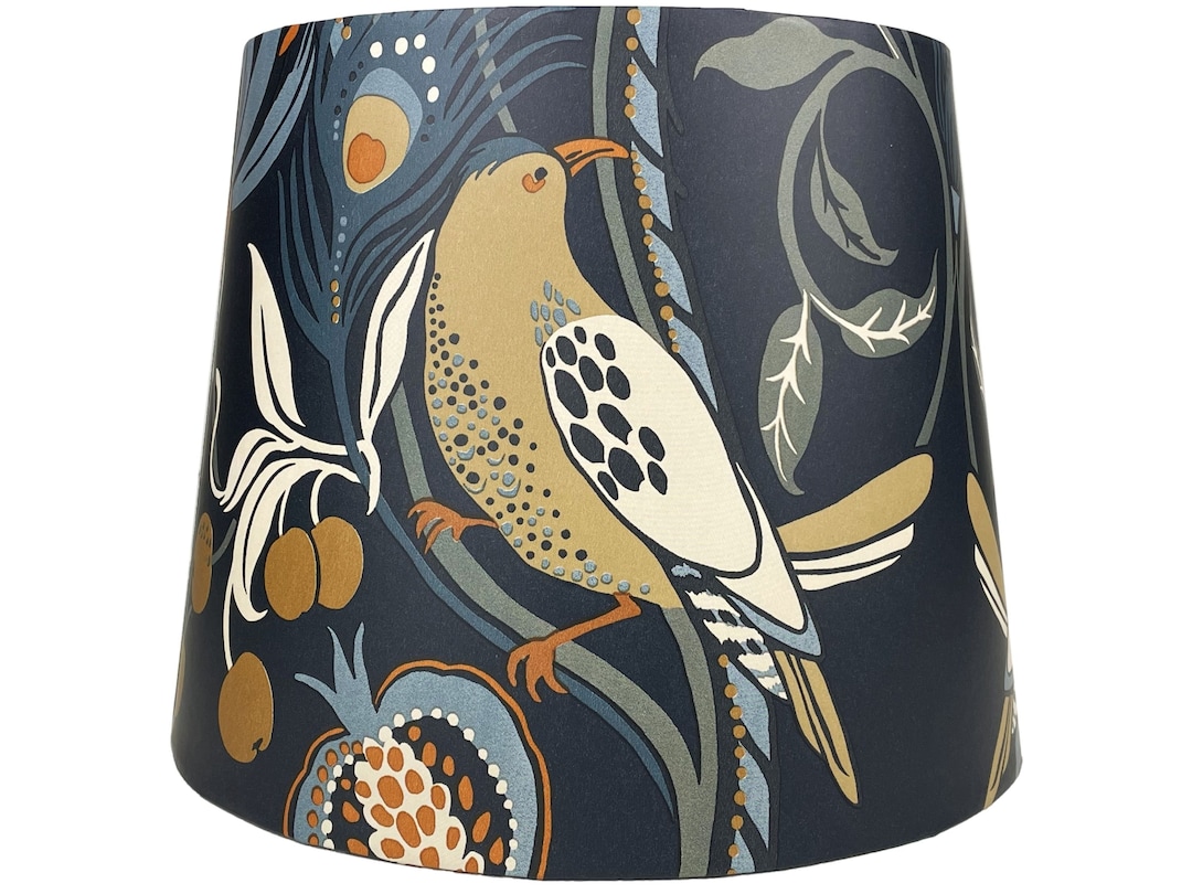 Navy Blue Bird Table Lamp Shade Ceiling Light Shade Leaf Tree Pattern ...