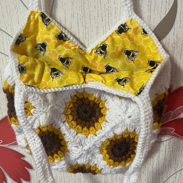 Sunflower crochet Tote bag