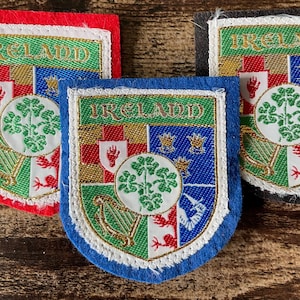 Vintage Ireland Patch with Shamrock Irish Harp Cross Crown embroidered sew on NOS