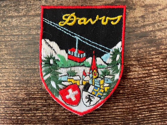Vintage Patch Davos Switzerland Ski Embroidered Swiss Ski Jacket Applique