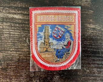 Bruges Belgium Sew-On Patch – Vintage Travel Souvenir – Belgian Embroidered Emblem for Jacket or Backpack