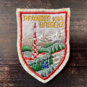 Vintage Patch Bregenz Mountain AUSTRIA, Pfänder — Austrian Alps embroidered applique Travel Souvenir Accessory