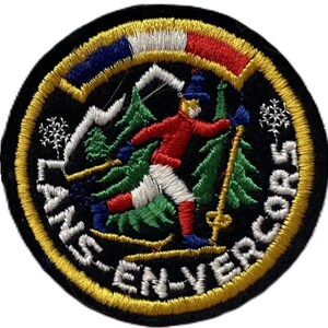 Écusson vintage Lans-en-Vercors France – Souvenir de voyage de ski de fond (à coudre)