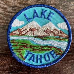 Patch vintage Lake Tahoe EUA aplique de ferro americano Califórnia Nevada Reno Las Vegas anos 90 bordado lembrança de viagem presente Wanderlust