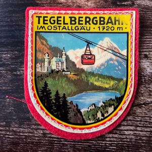 Vintage patch Tegelbergbahn Duitsland Kabelbaan, Skiën Geborduurd Duits Reissouvenir
