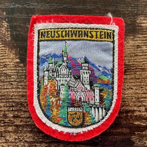 Neuschwanstein slott Bayern Tyskland Vintage Patch UNESCO Kung Ludwig Resesouvenir