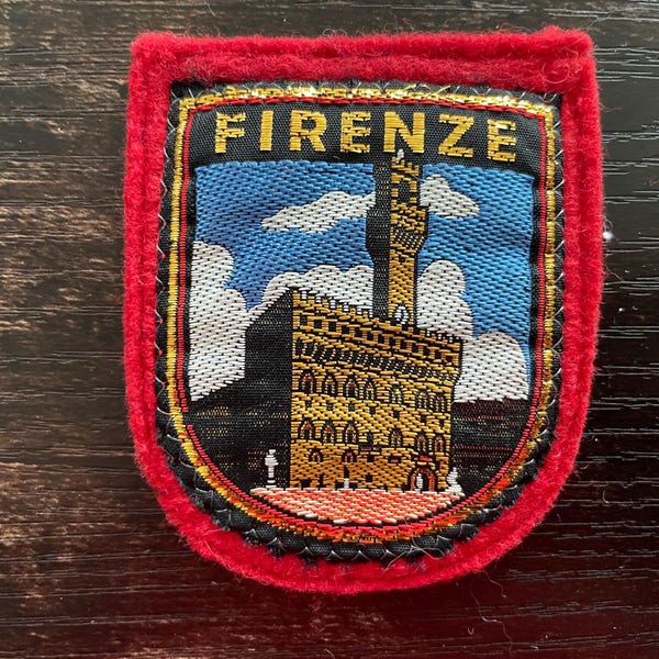 Vintage Patch Florence Italy – Italian Embroidered Travel Souvenir Applique Palazzo Vecchio
