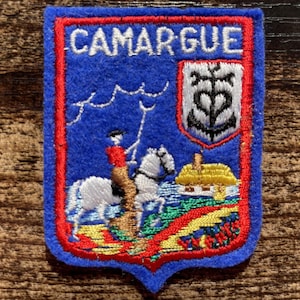 Vintage Patch Camargue France – White Horse Regional Emblem French Travel Souvenir (Sew-On)