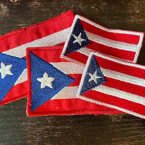 Vintage Patch Puerto Rico Flag AMERICAS PR National Flag Red Blue White Puerto Rican applique embroidered Travel Souvenir  LOT