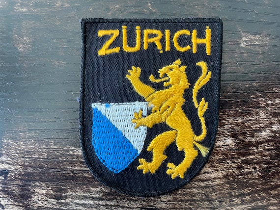 Vintage Patch Zurich Switzerland Patch: Swiss Golden Lion Embroidered Applique Travel Souvenir