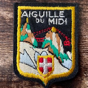 Patch vintage Aiguille du Midi France – Souvenir de voyage en télécabine de ski du Mont Blanc (à coudre)