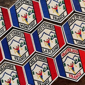 Fransk skida med vintagemönster – Val Valloire, Valfrejus, Aussois resesouvenir (påsydd)