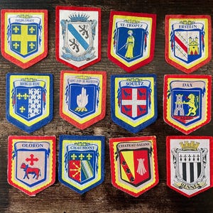 Vintage Aufnäher Frankreich — Frankreich: St Tropez, Rennes, Chaumont, Oloron, Dax, Bresse