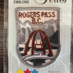 Vintage Patch Rogers Pass CANADA Kanadier British Columbia gestickte Applikation von Voyageur Patches