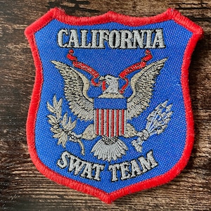 Vintage California SWAT Team Patch: Embroidered Eagle Tactical Badge
