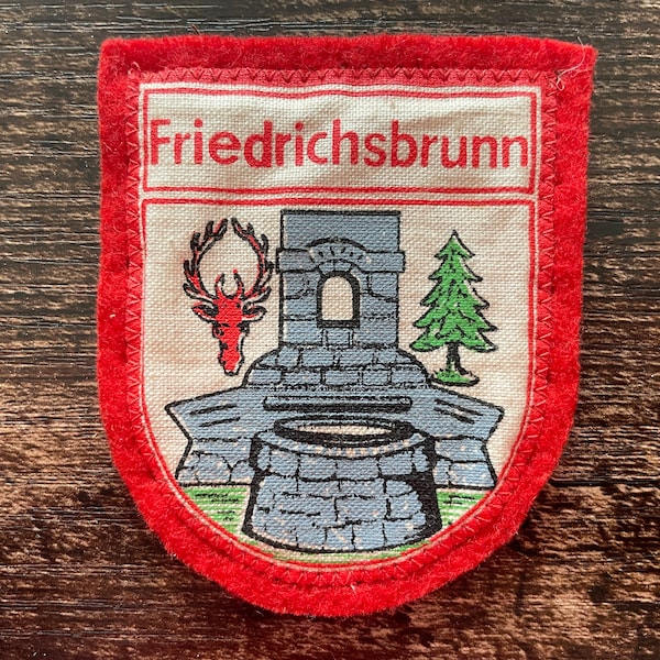 Vintage Patch Friedrichsbrunn GERMANY German Thale Harz sew on applique embroidered Travel Souvenir Accessory Wanderlust