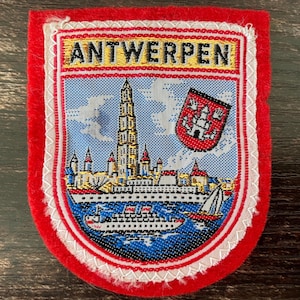 Vintage-lapp Antwerpen Antwerpen Belgien – Belgisk hamnstads-souvenir (påsydd)